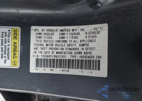 2011 Acura Tl 3.5 from USA, damaged, VIN 19UUA8F57BA001631